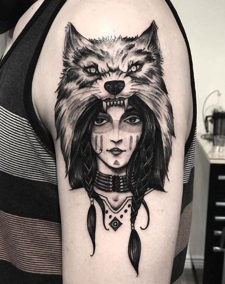 Shawn Monaco - Girl with Wolf Headdress Tattoo